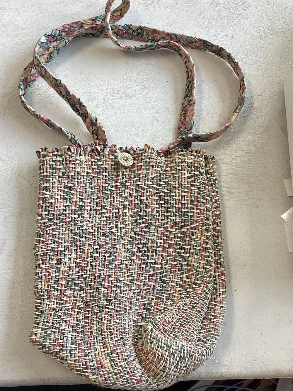 Woven Multicolor Hobo Bag with Floral Strap